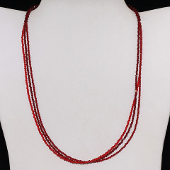 Бусы шпинель 048 колье три ряда  гранатовая шар  грань фасет  *2  облпагороженная с алпанитами